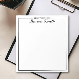 Bloc De Notas Desde El Escritorio De Elegante Guión Negro Minima