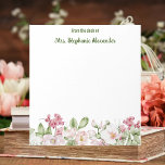 Bloc De Notas Desde El Escritorio De La Elegante Acuarela Floral<br><div class="desc">Este bloc de notas floral cuenta con un elegante ilustracion acuático con bonito, flores rosas y hojas verdes. "Desde el escritorio de" y el nombre de texto de escritura personalizado en la parte superior añaden al aspecto profesional de este bloc de notas femenino y botánico. Perfecto para un aula de...</div>