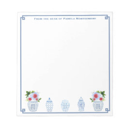 Bloc De Notas Desde El Escritorio De | Moda Chinoiserie Azul Bla