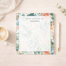 Bloc De Notas Desde el escritorio de papelería floral personaliz