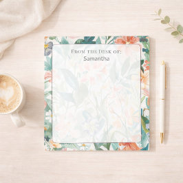 Bloc De Notas Desde el escritorio de papelería floral personaliz