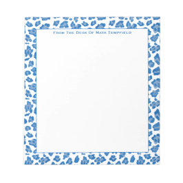 Bloc De Notas Desde el escritorio de Preppy Blue & White Animal 