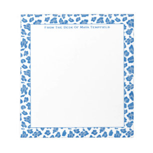 Bloc De Notas Desde el escritorio de Preppy Blue & White Animal 