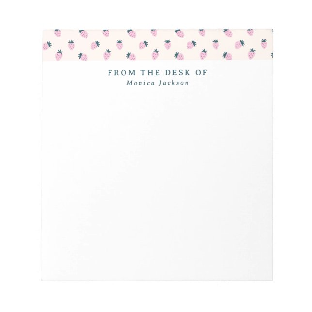 Bloc De Notas Desde el escritorio del patrón de fresa (Frente)