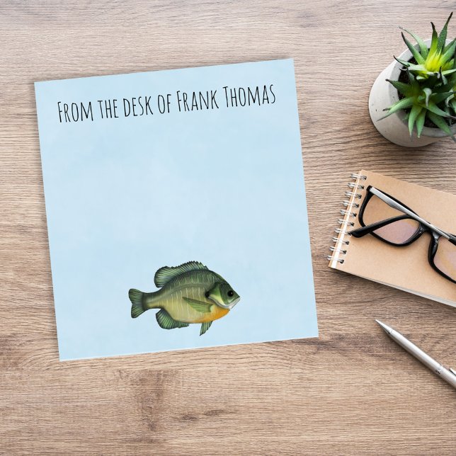 Bloc De Notas Desde la mesa de pesca personalizada (Fisherman watercolor Sunfish fish custom notepad )