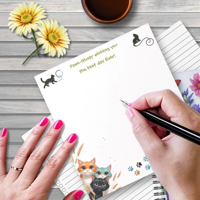 Bloc De Notas Deseándote el Mejor Día Positividad Gato (Subido por el creador)
