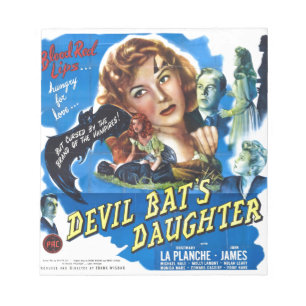 Bloc De Notas Devil Bat's Daughter, vintage horror movie poster