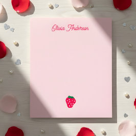 Bloc De Notas Día de San Valentín de Fresa Rosa Nombre Personali