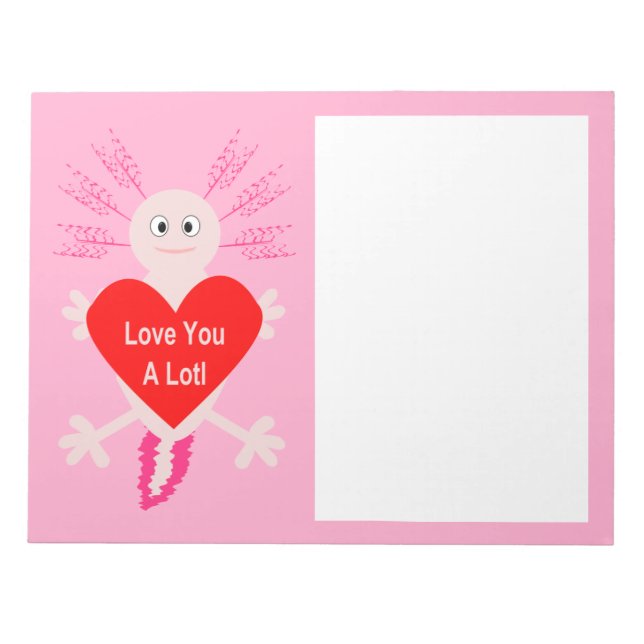 Bloc De Notas Día de San Valentín Love Heart Axolotl (Frente)