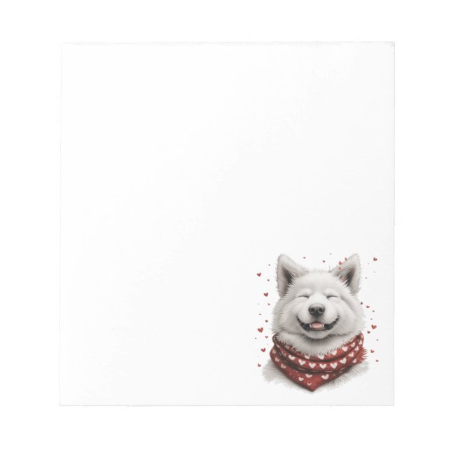 Bloc De Notas Día de San Valentín Perro Samoyedo (Frente)