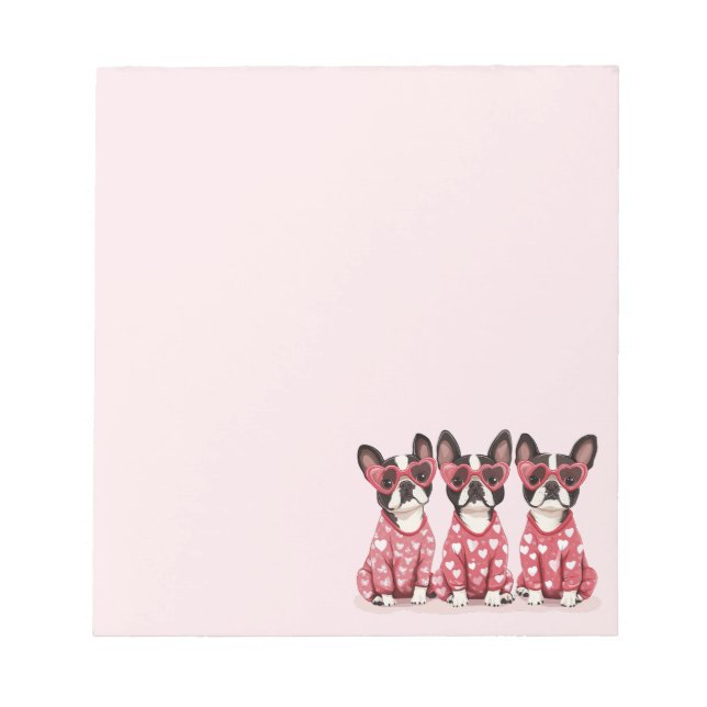 Bloc De Notas Día de San Valentín Perros Boston Terrier (Frente)