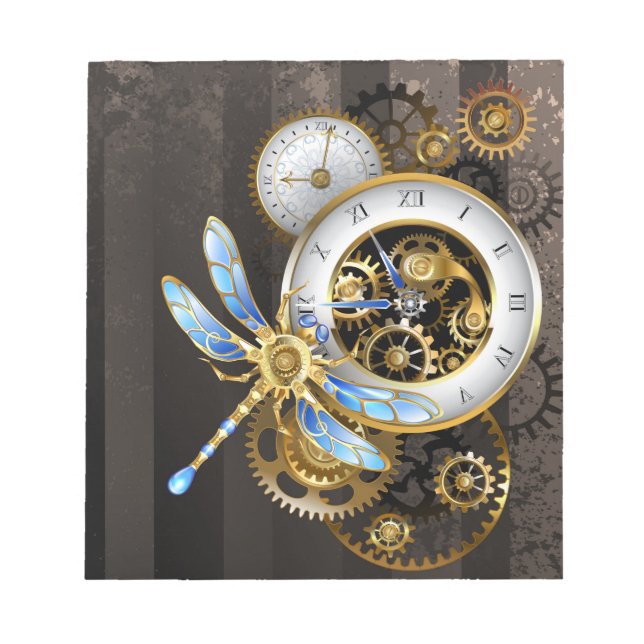 Bloc De Notas Diales de Steampunk con libélula (Frente)