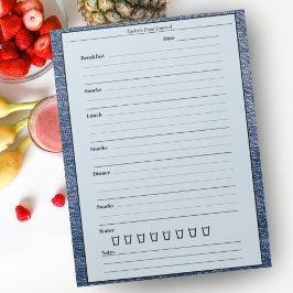 Bloc De Notas Diario de Comida de Denim Azul - Diario de Comida 