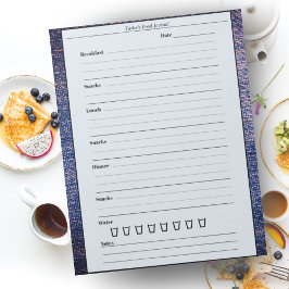 Bloc De Notas Diario de comidas del periódico de moda Blue Pink 
