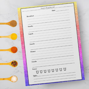 Bloc De Notas Diario de comidas fácil diario de moda Rainbow Foo