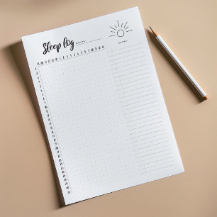 Bloc De Notas Diario de registro de sueño, rastreador de seguimi