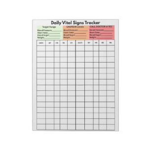 Bloc De Notas Diario de registro diario de signos vitales Educac