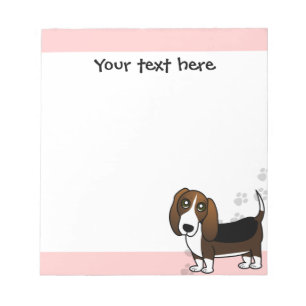 Bloc De Notas Dibujo animado lindo de Basset Hound en rosa con