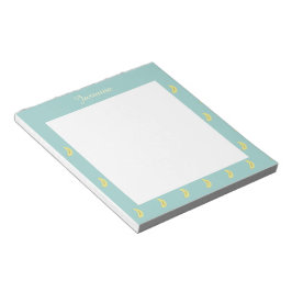 Bloc De Notas Dibujo de banano amarillo patrón azul personalizad