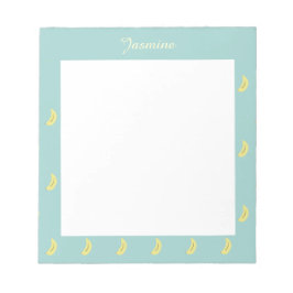 Bloc De Notas Dibujo de banano amarillo patrón azul personalizad