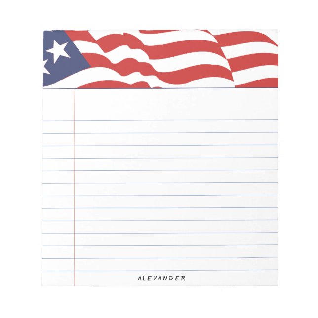 Bloc De Notas Dibujo de bandera estadounidense en el Día de la I (Frente)