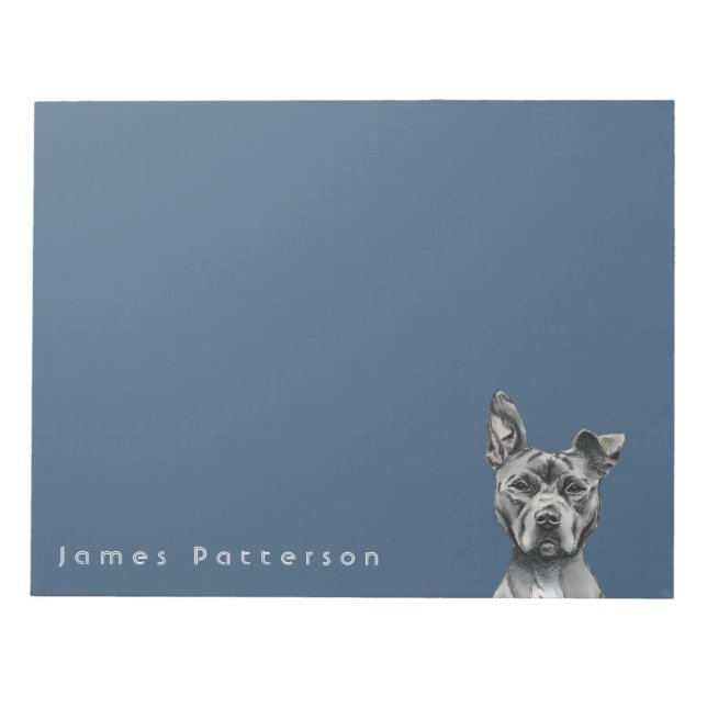 Bloc De Notas Dibujo de Bulldog Gris Stalky Pit (Frente)