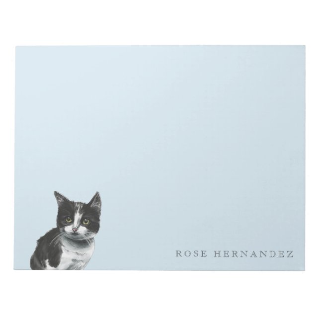 Bloc De Notas Dibujo de gatito negro y blanco (Frente)