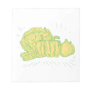 Bloc De Notas Dibujo de la cebolla del pimiento de Brocolli