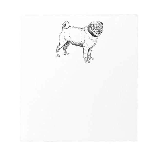 Bloc De Notas Dibujo de perro elegante de pug lindo (Frente)