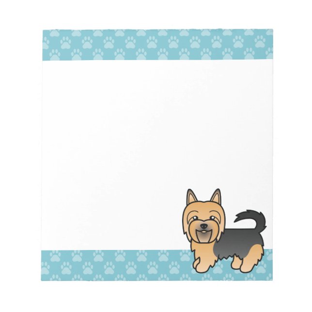 Bloc De Notas Dibujo de perro Terrier Australiano de color azul  (Frente)