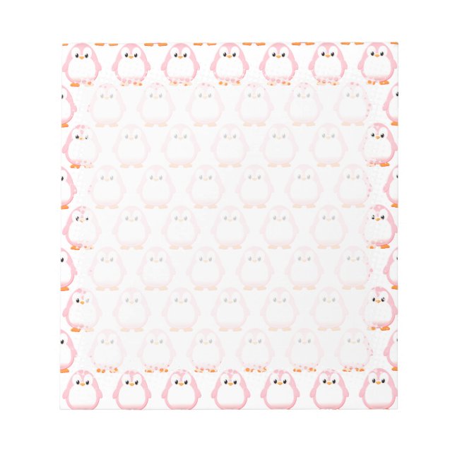 Bloc De Notas Dibujo de pingüino rosa (Frente)
