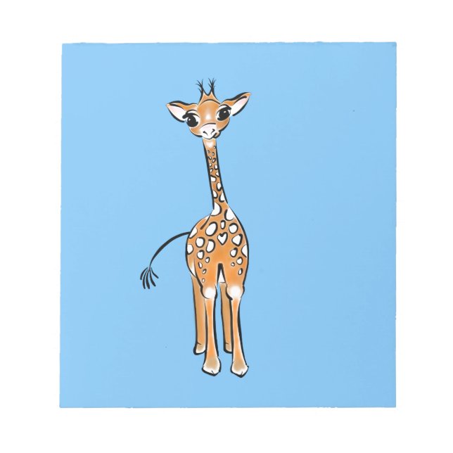 Bloc De Notas Dibujo de una jirafa cutánea, animales de safari (Frente)