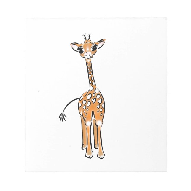Bloc De Notas Dibujo de una jirafa cutánea, animales de safari (Frente)
