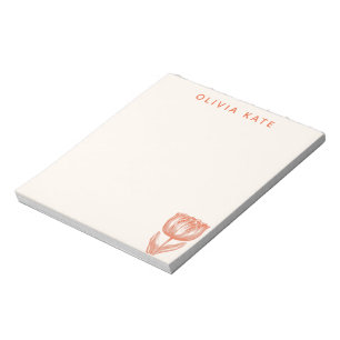 Bloc De Notas Dibujo floral de tulipán holandés lindo con nombre