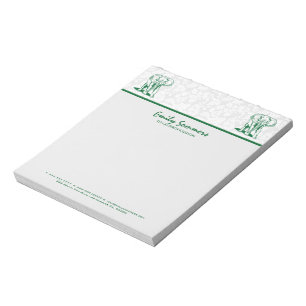 Bloc De Notas Dibujo Monogramado de la línea Cute Hunter Green E