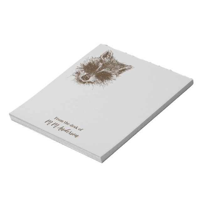 Bloc De Notas Dibujo personalizado de Raccoon Woodland Creature (Lado Izquierdo)