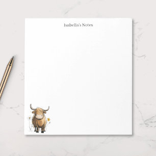 Bloc De Notas Dibujo personalizado de vaca de las Tierras Altas 