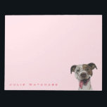 Bloc De Notas Dibujo sonriente de Bulldog de foso<br><div class="desc">Se dibujó con lápiz y luego se coloreó digitalmente con conte y pastel. Se trata de un dibujo de un bulldog de foso marrón y blanco marrón,  con una enorme sonrisa. Su lengua se le está saliendo de la boca.</div>