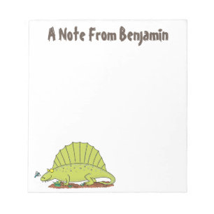 Bloc De Notas Dimetrodon verde gracioso dinosaurio personalizado