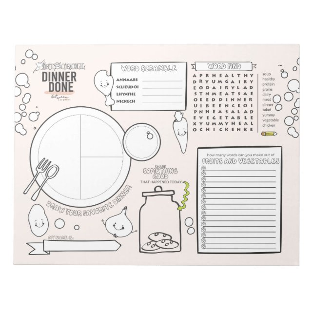 Bloc De Notas Dinner Place-mat Activity Pages (Frente)