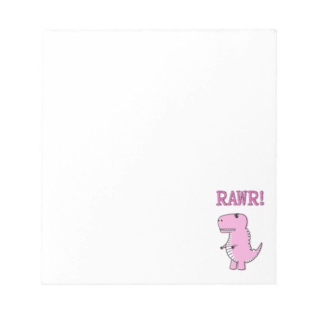 Bloc De Notas Dinosaurio T-Rex, Personalizado Rosa Cuto Y Enojad (Frente)