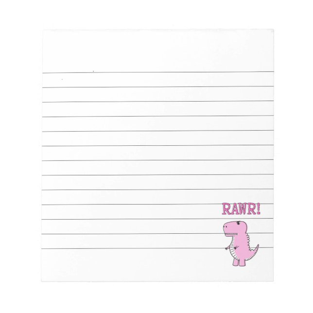 Bloc De Notas Dinosaurio T-Rex, Personalizado Rosa Y Enfadado, L (Frente)
