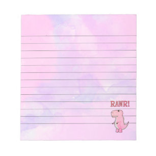 Bloc De Notas Dinosaurio T-Rex, Personalizado Rosa Y Enfadado, L