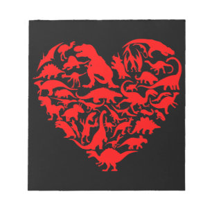 Bloc De Notas Dinosaurios Amor Corazón Día de San Valentín Cute 