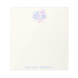 Bloc De Notas Dinosaurios de danza pastel azul morado personaliz