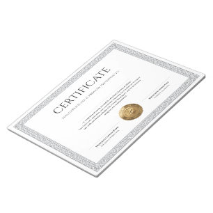 Bloc De Notas Diploma Clásico Elegante con sello de foil dorado