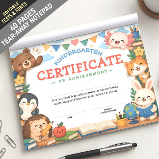 Bloc De Notas Diplomas personalizados para niños de clase de ani