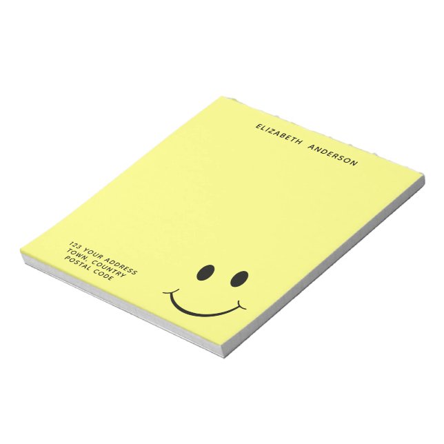 Bloc De Notas Dirección personalizada Cute Happy Yellow Face (Lado Izquierdo)