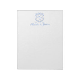 Bloc De Notas Diseñador de color de agua Boda de monograma azul