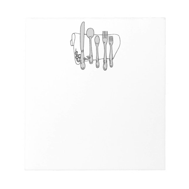 Bloc De Notas Diseño blanco negro de Silverware (Frente)